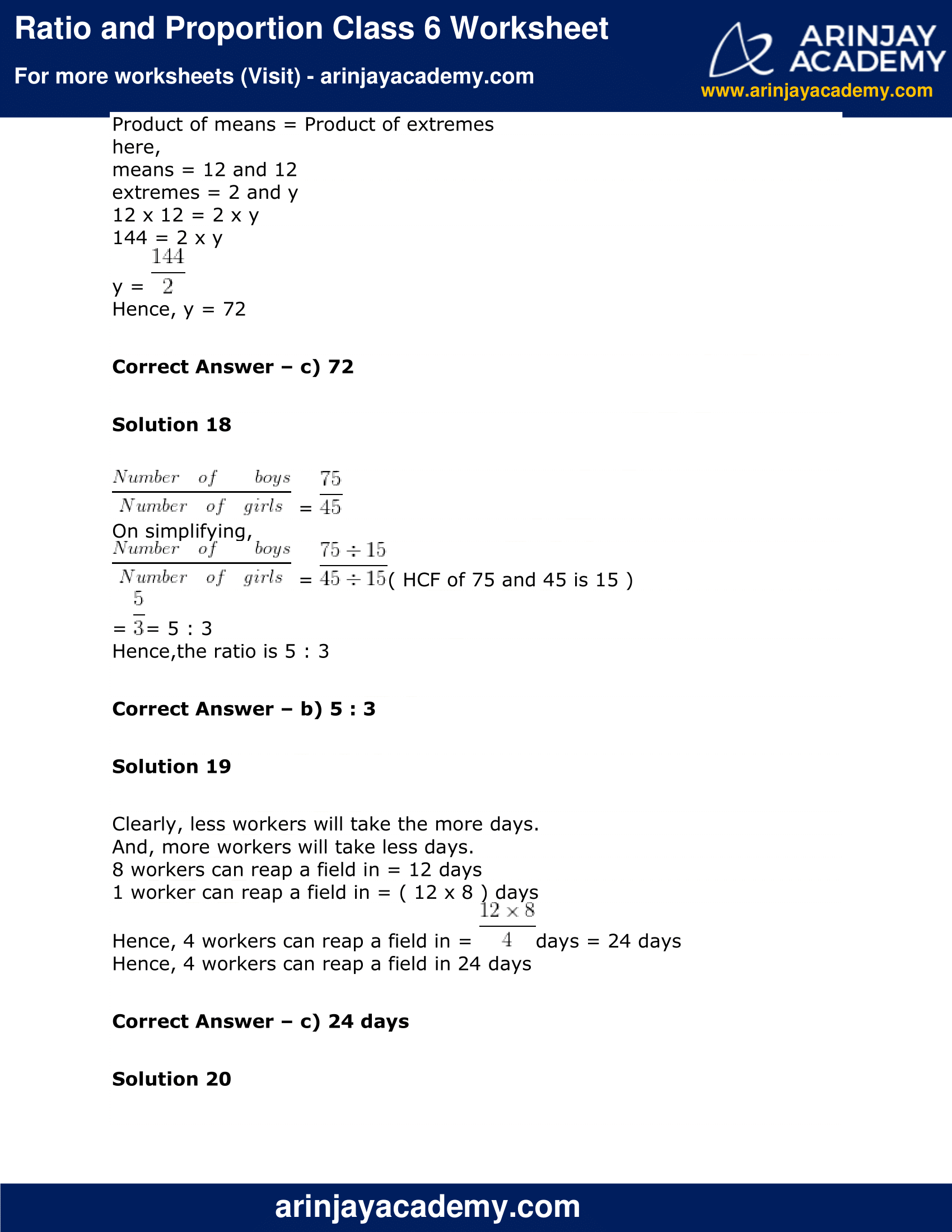 ratio proportion and unitary method worksheet class 6 Archives