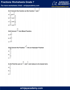 Fractions Worksheets Grade 7 - Free and Printable - Maths