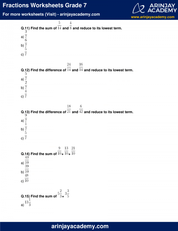 problem solving with fractions grade 7