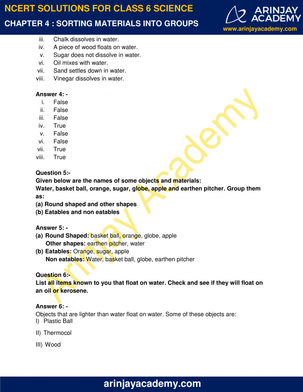 case study questions science class 6