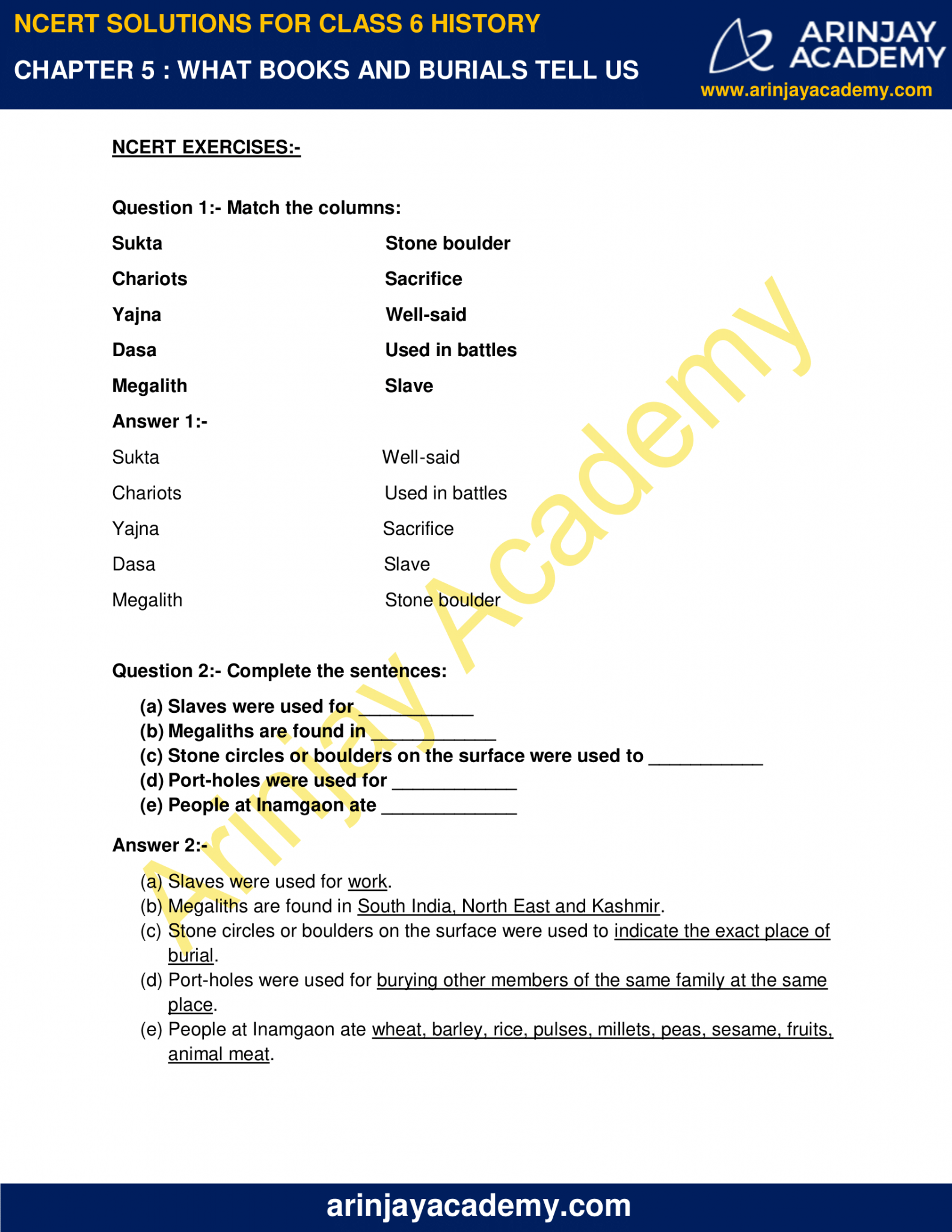 NCERT Solutions for Class 6 History Chapter 5 - NCERT Solutions For Class 6 History Chapter 5 1 1583x2048
