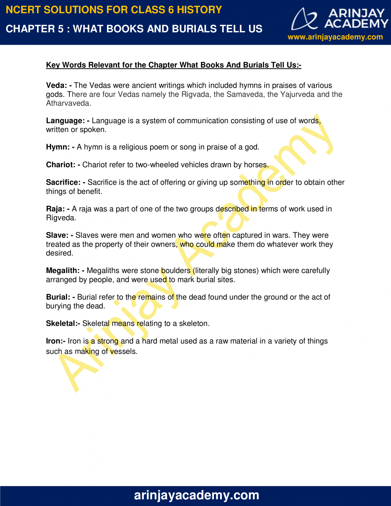 NCERT Solutions for Class 6 History Chapter 5 What Books and Burials