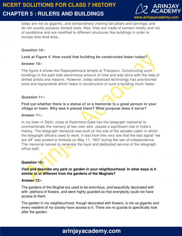 NCERT Solutions for Class 7 History Chapter 5 Rulers and Buildings