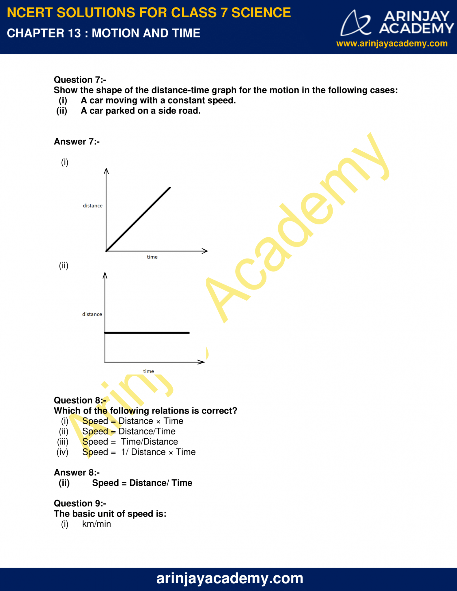 case study questions for class 7 science motion and time