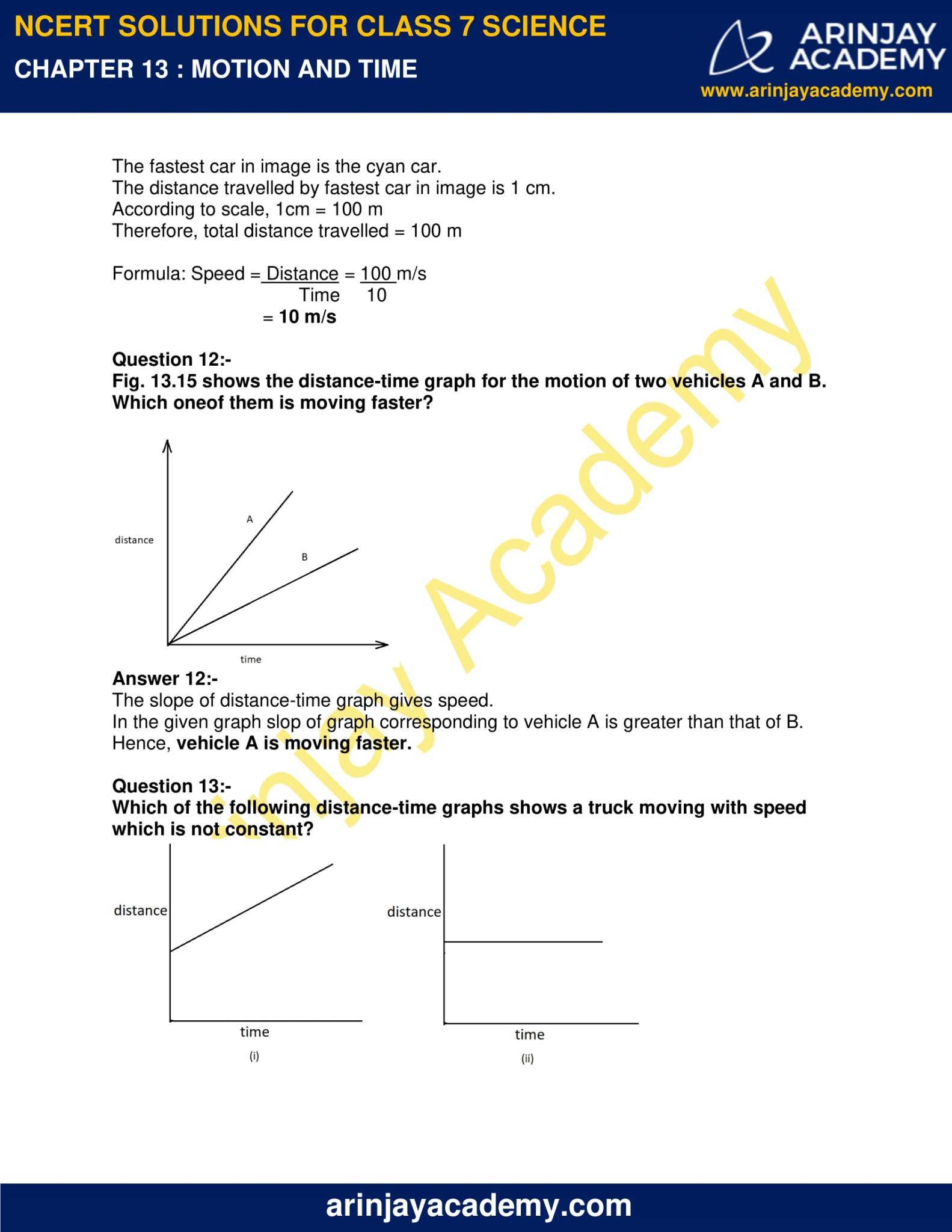 case study questions for class 7 science motion and time