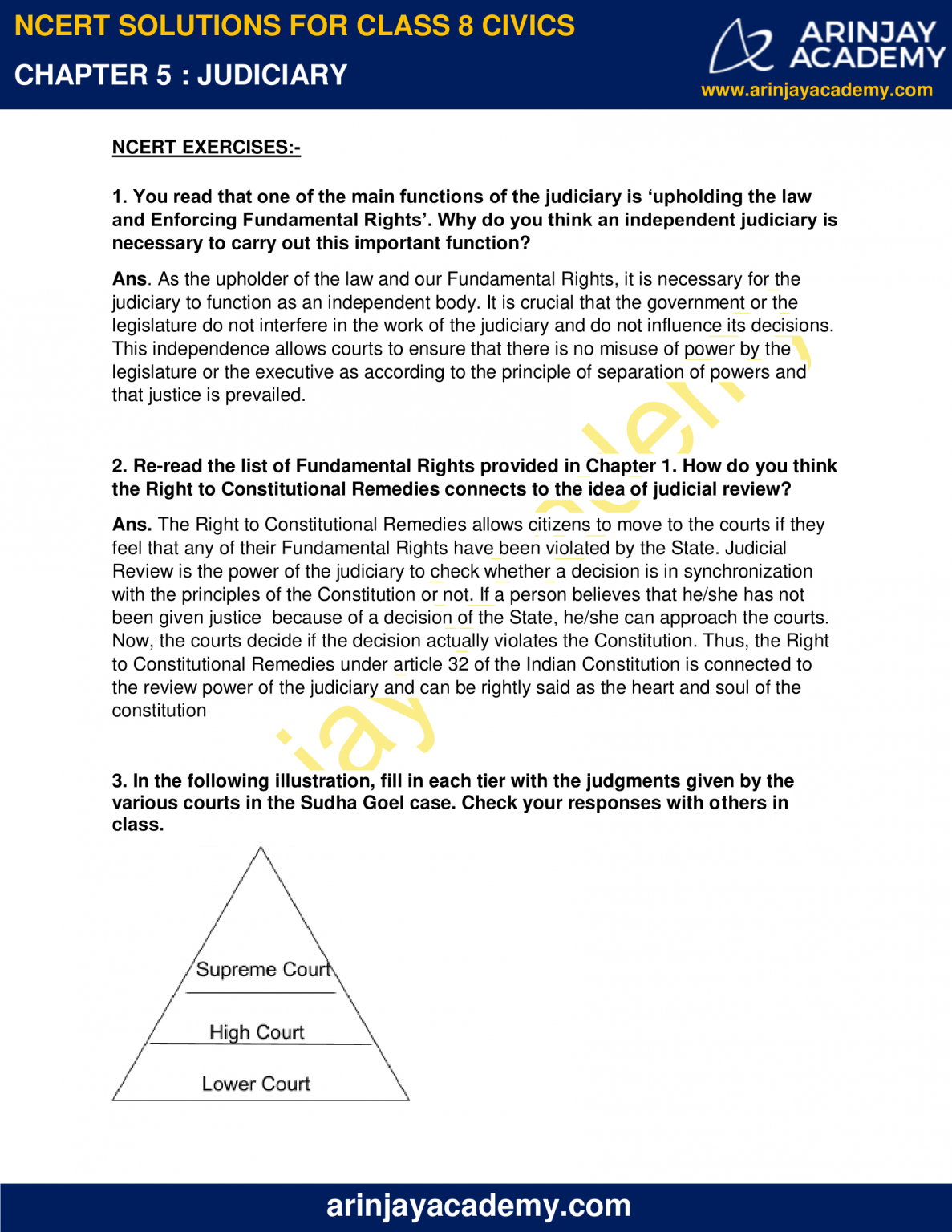 judiciary class 8 case study questions