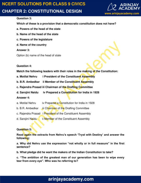 Ncert Solutions For Class 9 Civics Chapter 2 Constitutional Design 0647