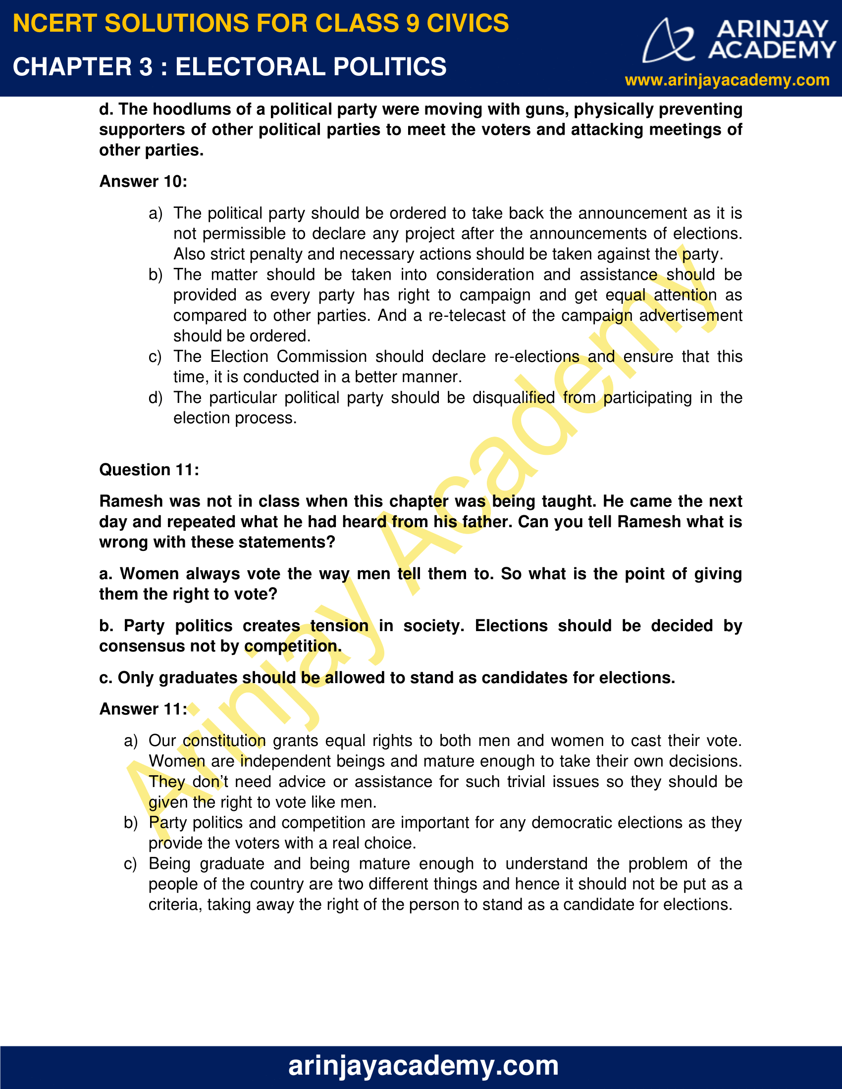 case study questions class 9 electoral politics