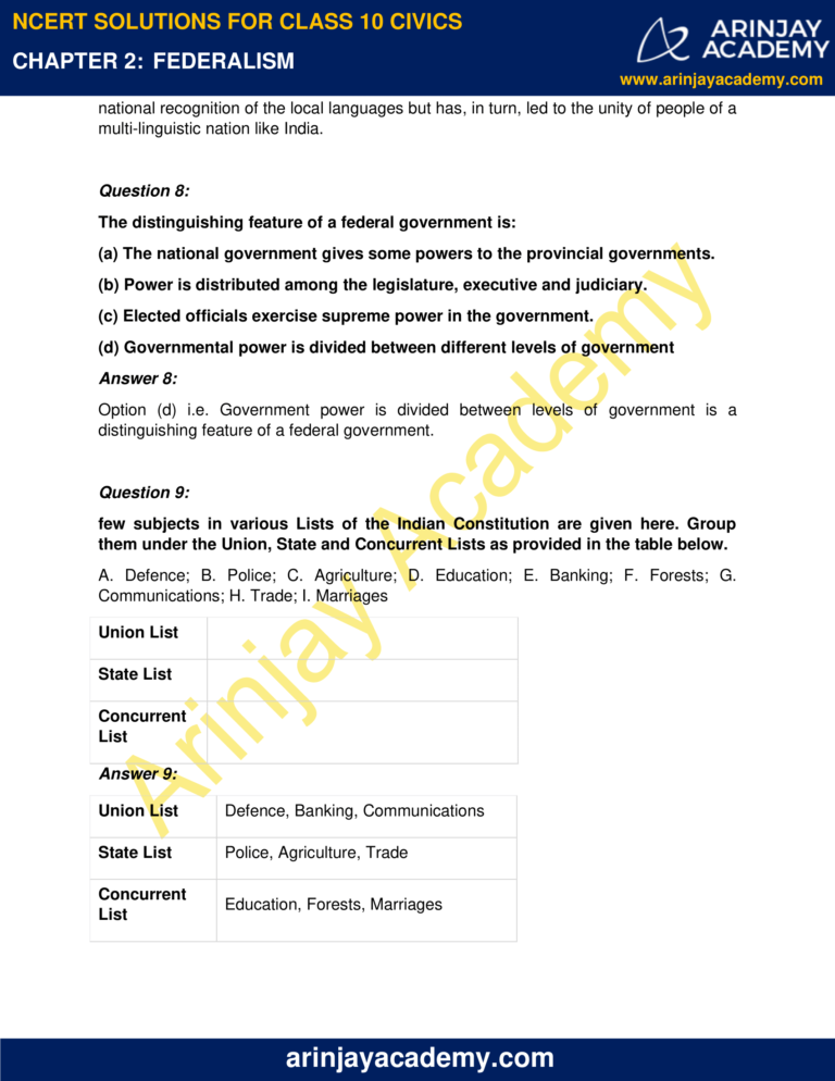 case study on federalism in india class 10