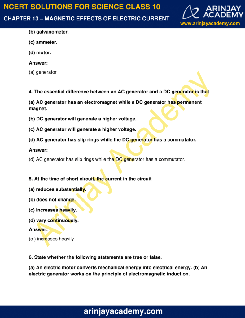 NCERT Solutions For Class 10 Science Chapter 13 - Arinjay Academy