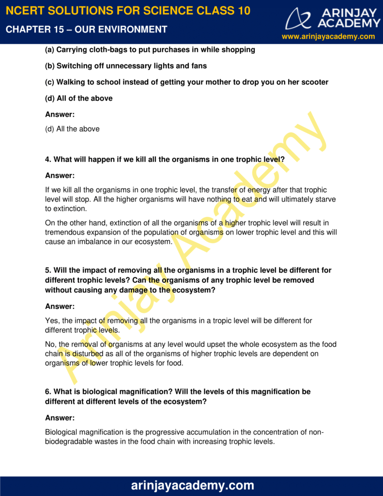 Ncert Solutions For Class 10 Science Chapter 15 Our Environment