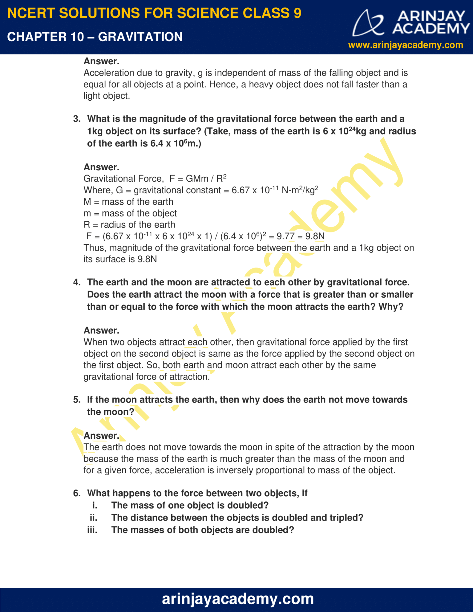 ncert-solutions-for-class-9-science-chapter-10-gravitation