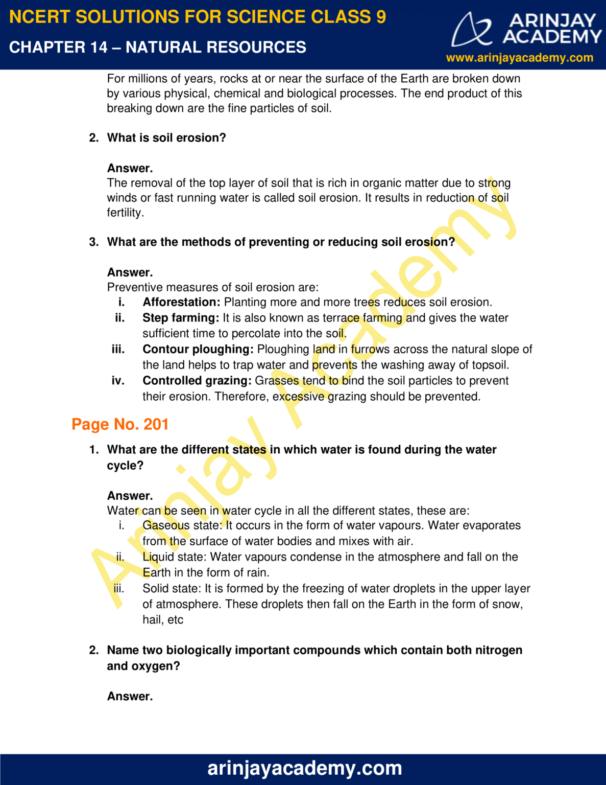 NCERT Solutions For Class 9 Science Chapter 14 - Natural Resources