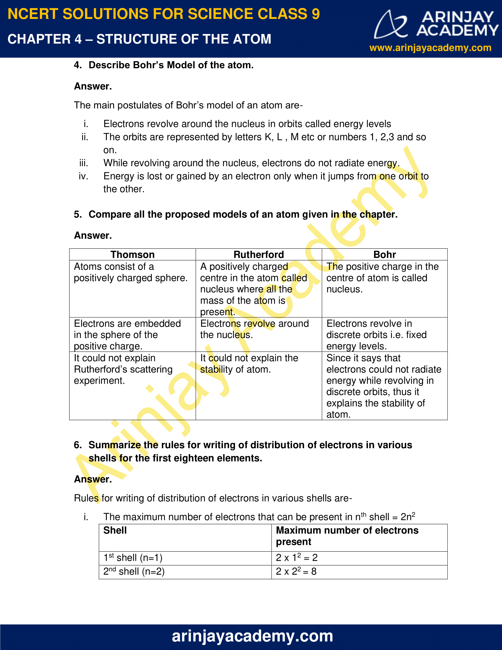 NCERT Solutions for Class 9 Science Chapter 4 - Structure of the Atom