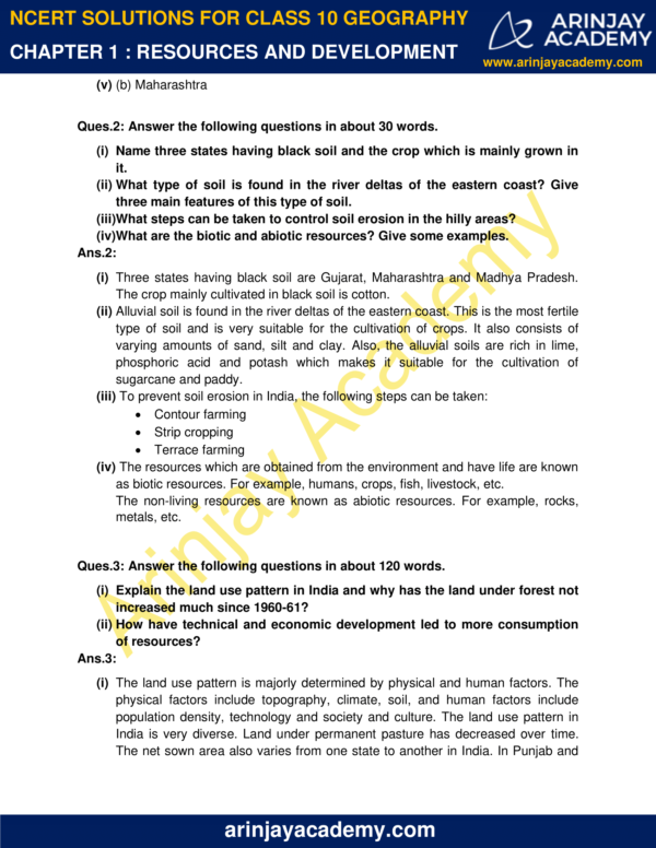 Ncert Solutions For Class 10 Geography Chapter 1 Arinjay Academy 5630