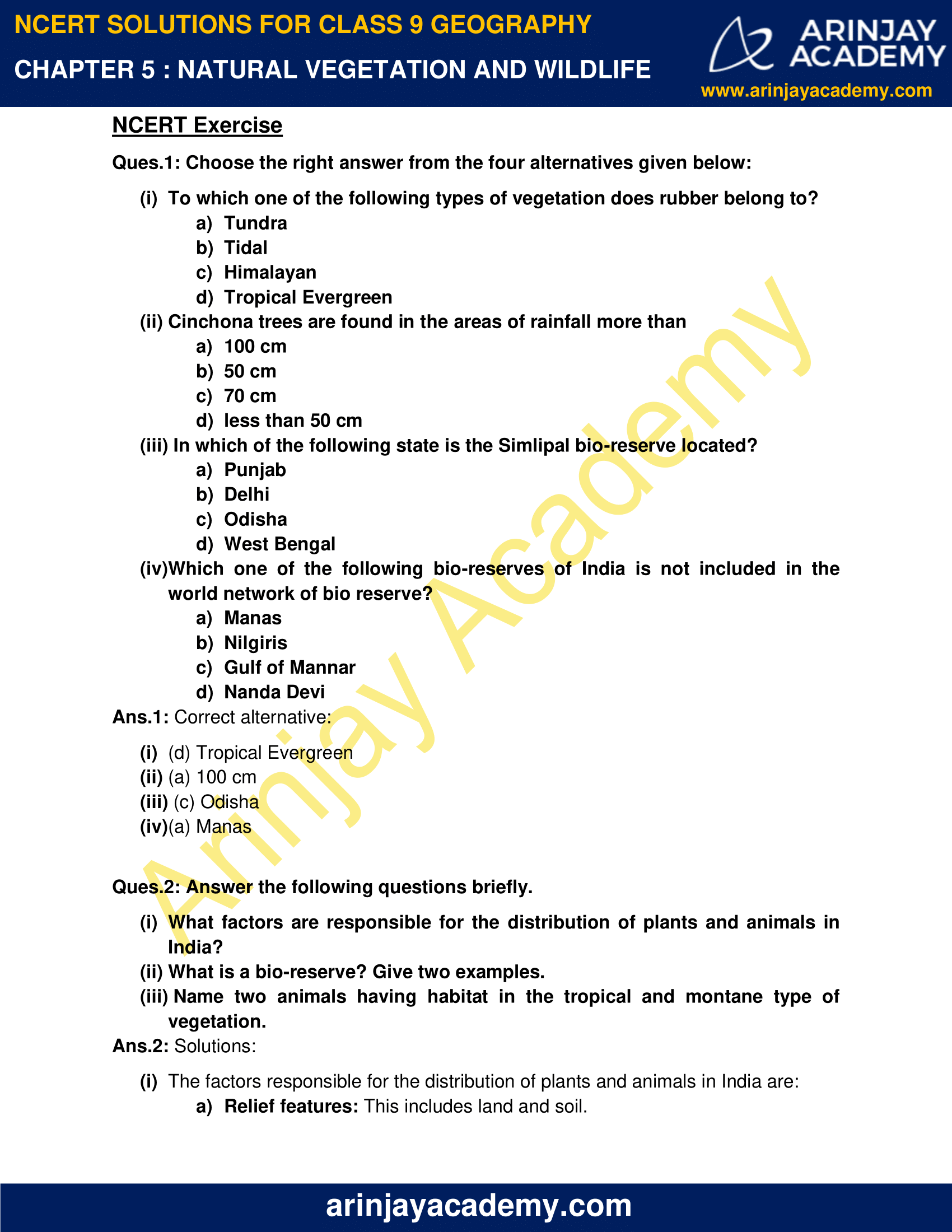 geography and environment assignment class 9