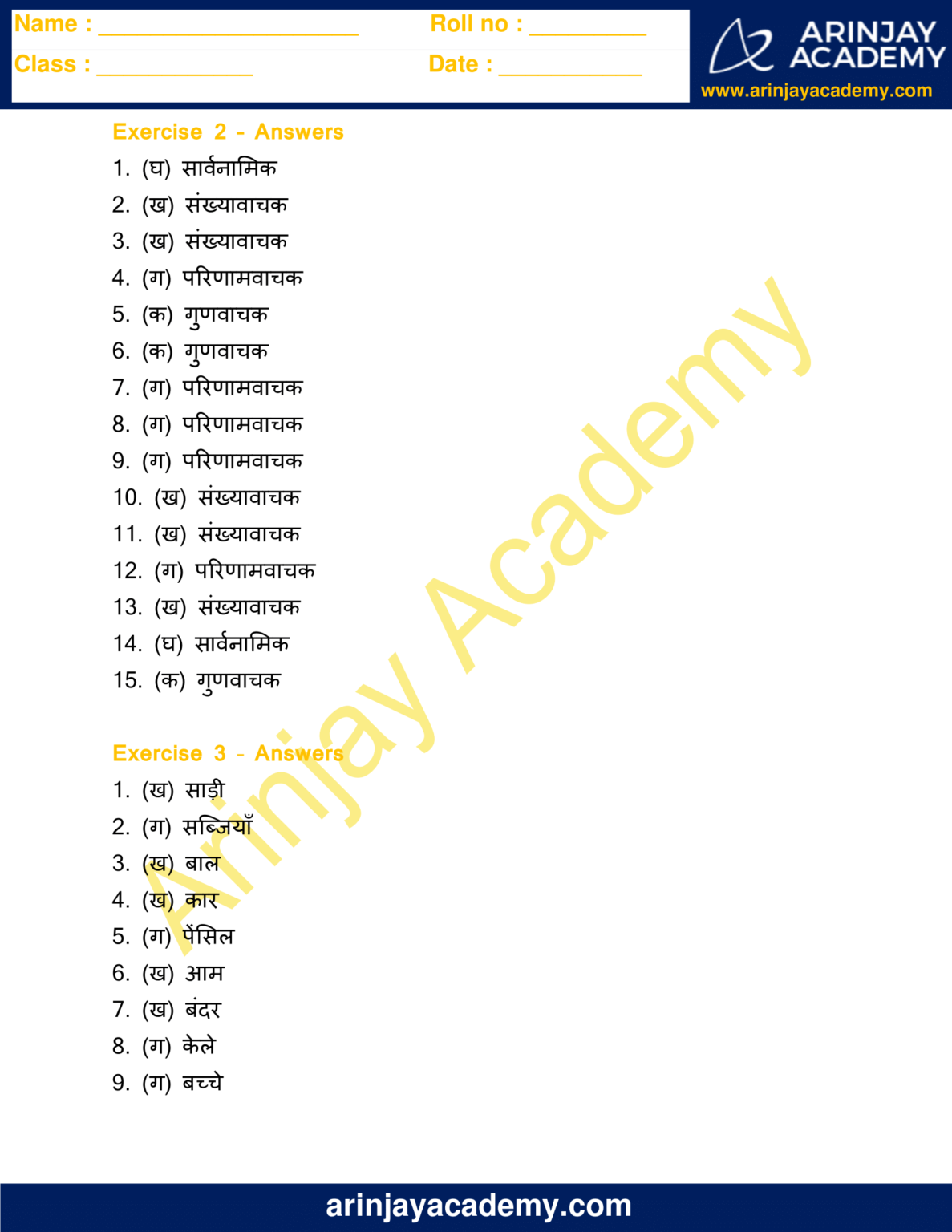 Visheshan Worksheet For Class 5 Arinjay Academy 7229