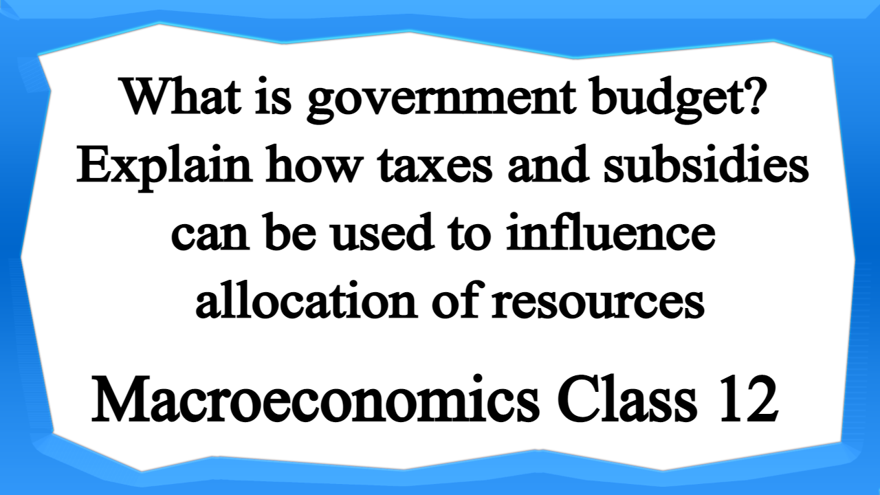 What Is Government Budget? Explain How Taxes And Subsidies Can Be Used ...