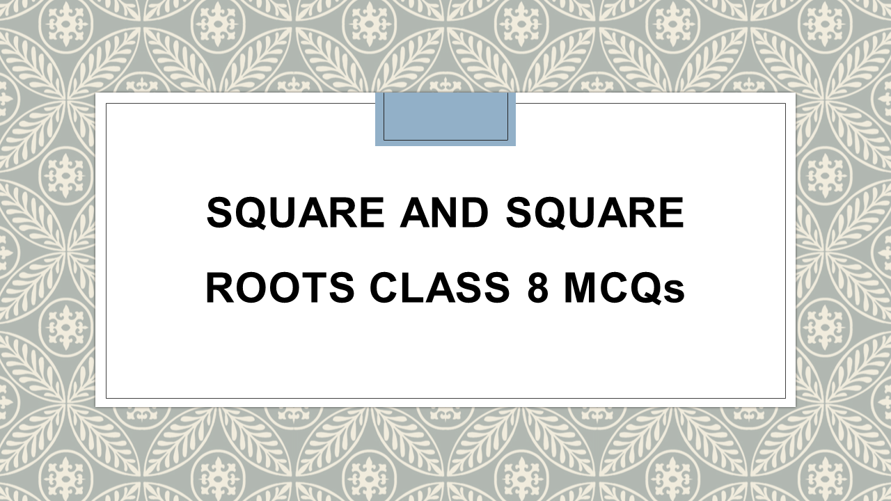 square and square roots class 8 extra questions mcq